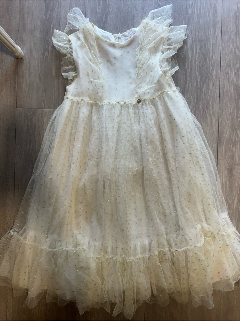 Lili Gaufrette Cream Tulle Ruffle Party Dress